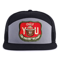 SMOKEY BEAR 7 - Panel Flat Snapback, Richardson 168 Black - Tailgate Hats