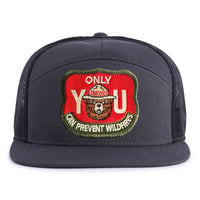 SMOKEY BEAR 7 - Panel Flat Snapback, Richardson 168 Grey - Tailgate Hats