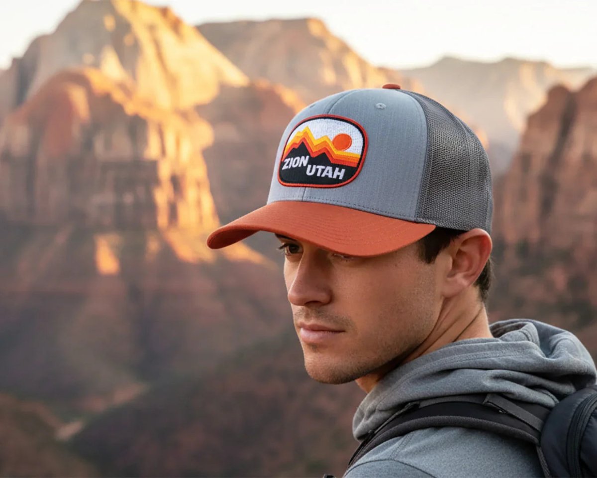 ZION UTAH 6 - Panel Curved Snapback, Richardson 112 Grey - Tailgate Hats