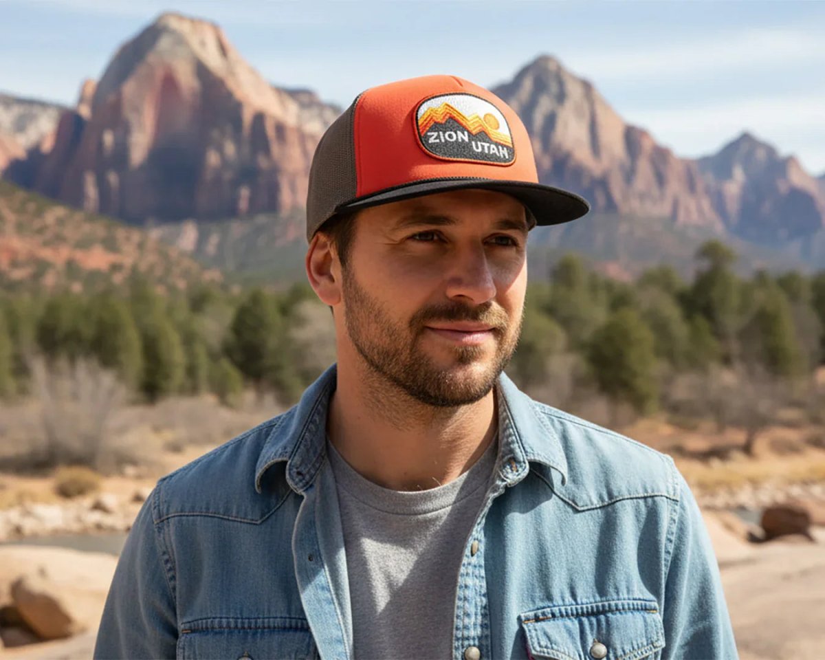 ZION UTAH FOAMY 5 - Panel Flat Snapback Orange Black - Tailgate Hats