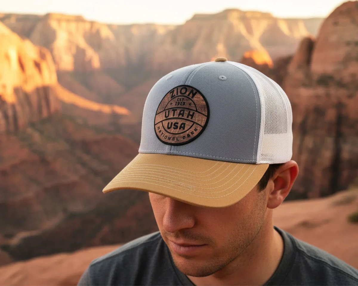 ZION WOOD 6-Panel Curved Snapback, Richardson 112 Grey  display picture 2