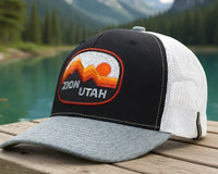 ZION UTAH 6-Panel Curved Snapback, Richardson 112 Black