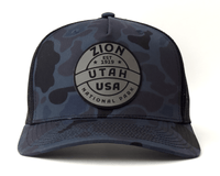 ZION 5-Panel Curved Camo Hat, Richardson 112 Navy