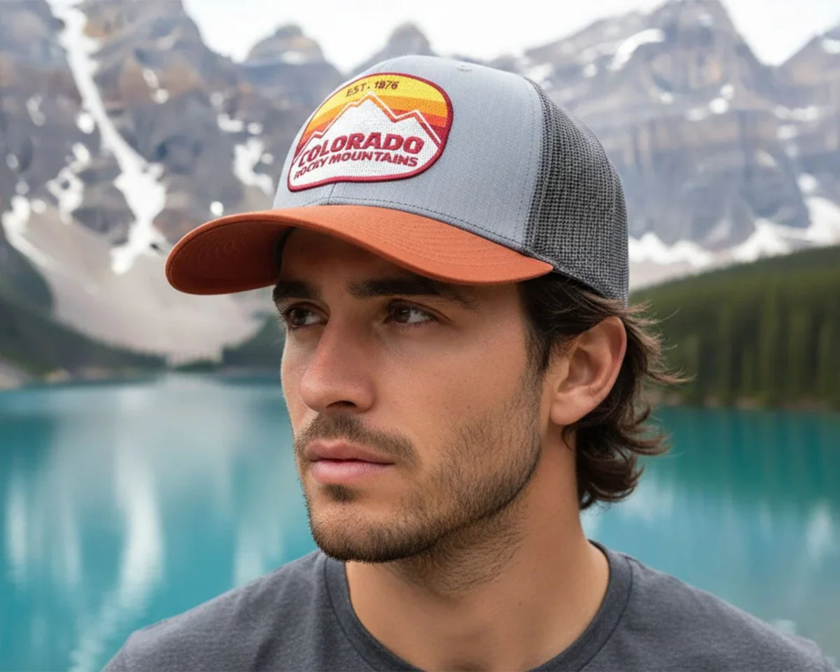 COLORADO ROCKY MTS 6 - Panel Curved Snapback, Richardson 112 Charcoal - Tailgate Hats