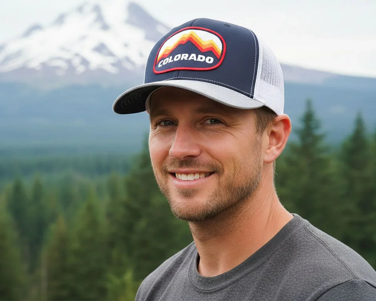 COLORADO PEAKS 6 - Panel Snapback, Richardson 112 Navy Grey - Tailgate Hats