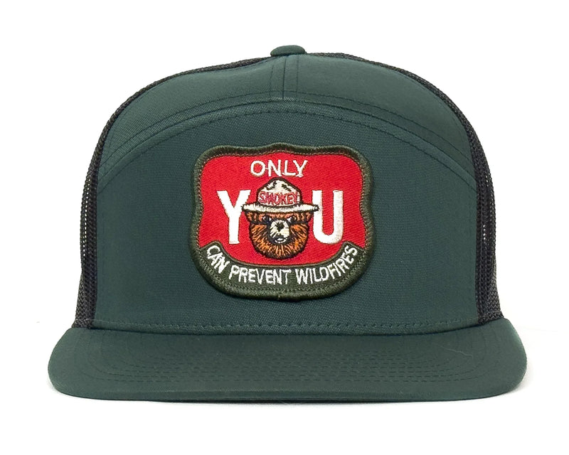 SMOKEY BEAR 7-Panel Flat Snapback, Richardson 168 Green