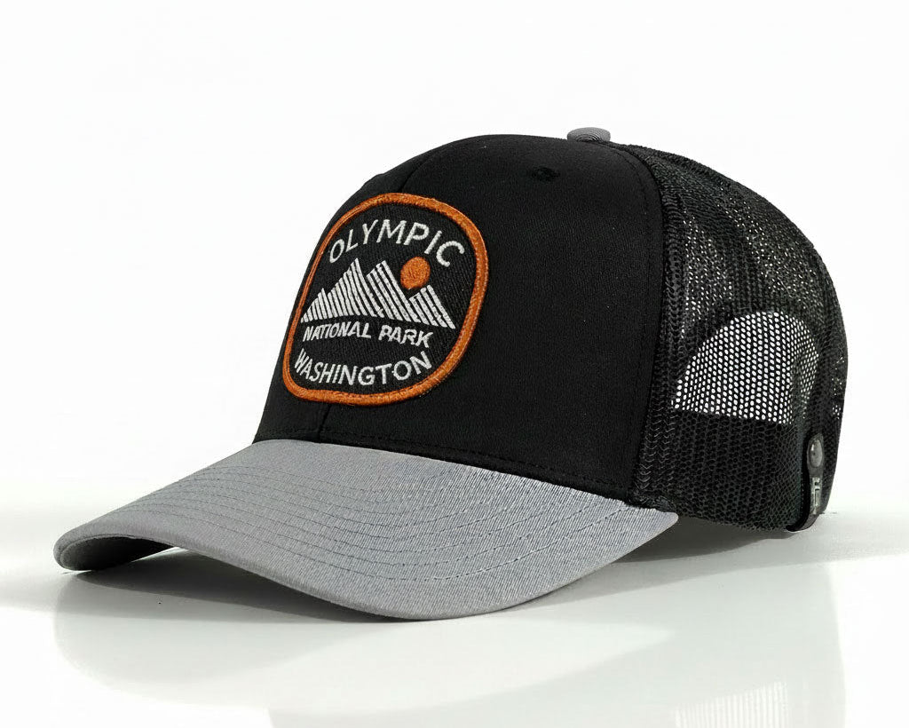 Olympic Mts. Black Trucker – Richardson 112