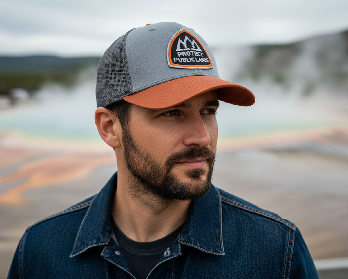 Protect Public Lands Grey Orange Trucker – Richardson 112