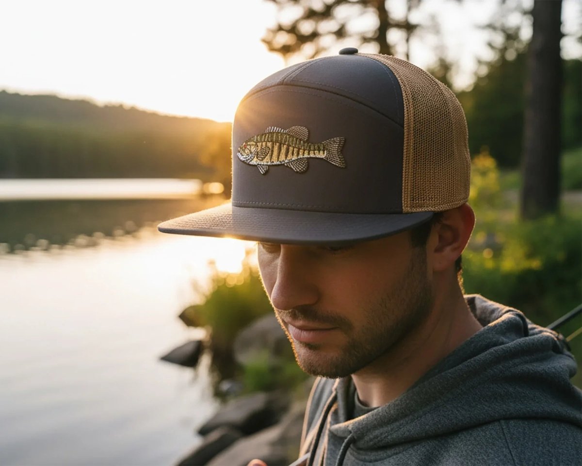 SMALLMOUTH BASS 7 - Panel Flat Snapback, Richardson 168 Grey - Tailgate Hats