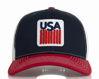 USA BADGE 6 - Panel Curved Snapback, Richardson 112 Blue - Tailgate Hats