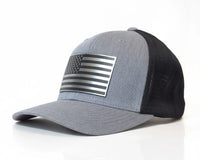USA CHROME FLAG 6 - Panel Curved Flexfit 110M Grey Black - Tailgate Hats
