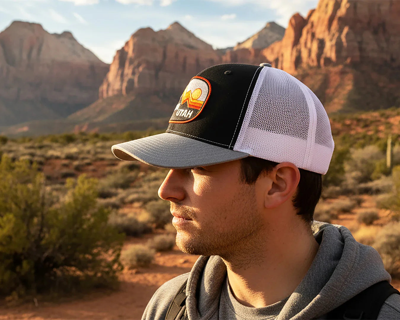 ZION UTAH 6-Panel Curved Snapback, Richardson 112 Black